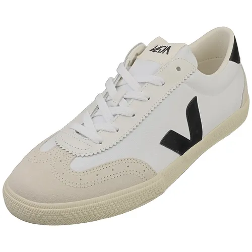 VEJA VOLLEY Retro Sneaker - Sportlicher Court Sneaker in Schwarz/Weiß 44 EU - Sneaker in Größe 44, unifarben mit Farbdetails, gepolsterter Schaftrand für zusätzlichen Komfort und ideal für sportliche Looks.