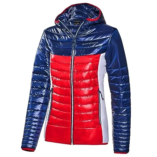 Black Crevice Damen Isolationsjacke, blau/rot, Größe 38 - Funktionsjacke mit 120g Isolierung für optimale Wärme, wind- und wasserabweisend – ideal für Outdoor-Aktivitäten und Wanderungen.