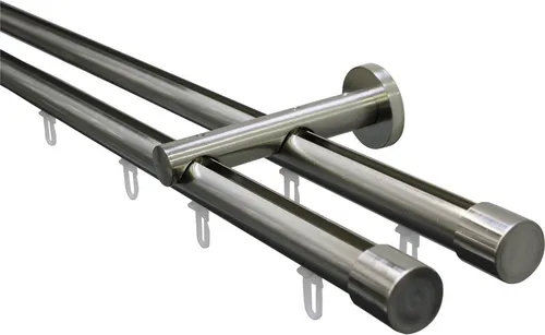 GARDINIA Gardinenstangen-Set Isa, 2-läufig in silber von GARDINIA