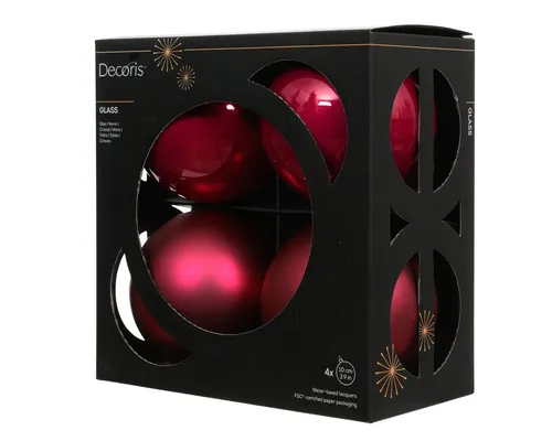 Kaemingk Weihnachtsbaumkugel, Weihnachtskugeln Glas 10cm 4 Stück - Festlich Rosa