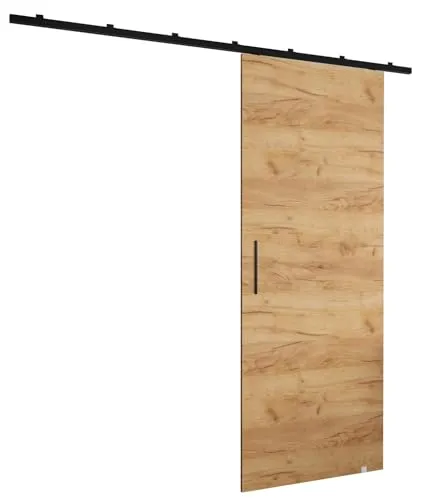 MEBLE KRYSPOL Zonda I Schiebetürset mit Schiene - Hängendes Innen-Schiebetürsystem - Torbeschläge - Hergestellt aus robustem Schichtholz - 204x90 cm - Handwerk gold