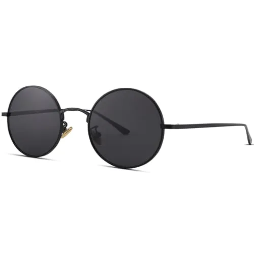 WONAVEHY Polarisierte, kleine, runde, klassische, polarisierte, günstige Sonnenbrille für Damen und Herren, Vintage-Stil, UV400-Gläser, Retro-Sonnenbrille für Damen und Herren, 90er-Jahre-Stil, Braun,