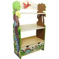 Fantasy Fields Kinderbücherregal - Dinosaurier Design - Kinderzimmerregal aus Holz mit handgeschnitztem Dinosaurier-Design, bietet sicheren Stauraum für Bücher und Spielzeug. Ideal für kleine Dinosaurier-Fans!
