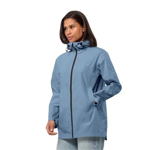 Jack Wolfskin Softshellmantel Desert Wind - Winddicht und Wasserabweisend für Damen - Funktionsjacke aus atmungsaktivem TEXASHIELD PRO COTTON TOUCH STRETCH-Gewebe, ideal für Stadt und Gelände. Mit verstellbarer Taillenweite und fest verbundener Kapuze für optimalen Komfort.