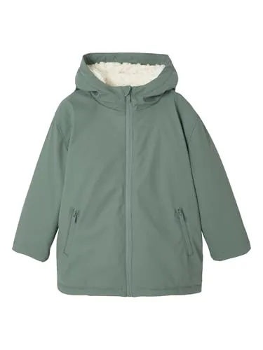 Vertbaudet Jungen Regenjacke mit Kapuze & Teddyfleece-Futter salbeigrün 116