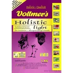 Vollmers Holistic Light 15 kg - Hundefutter für ältere und übergewichtige Hunde, kalorienreduziert mit hohem Fleischanteil und wertvollen pflanzlichen Zutaten für gesunde Verdauung und glänzendes Fell.