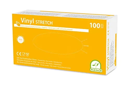 Medi-Inn Vinyl Stretch Einmalhandschuhe Größe L | 1000 Stück - Medizinische Untersuchungshandschuhe, latexfrei und hautfreundlich für höchsten Tragekomfort. Ideal für Allergiker und Lebensmittelkontakt.