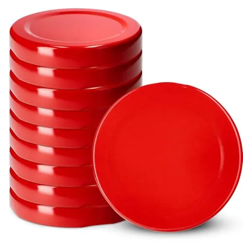 KADAX Schraubdeckel fi53 mm, Twist-Off-Deckel Set aus Metall, passend für 115ml Gläser, Ersatzdeckel mit 4 Einrastzähnen, Deckel für Flaschen und Einmachgläser (10 Stück, Rot)