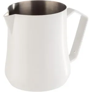 APS Milch- und Universalkanne 0,75 l - Edelstahl - Geschirr für die Zubereitung von perfektem Milchschaum, ideal für Cappuccino und mehr. Außen weiß pulverbeschichtet, innen matt poliert, 750 ml Fassungsvermögen.