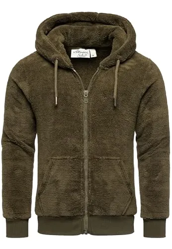 Amaci&Sons Herren Teddy Sweatjacke Plüsch Hoodie - Kapuzenpullover für Herren, aus weichem Teddy-Plüsch mit praktischen Schrägtaschen und ideal für kühle Tage.