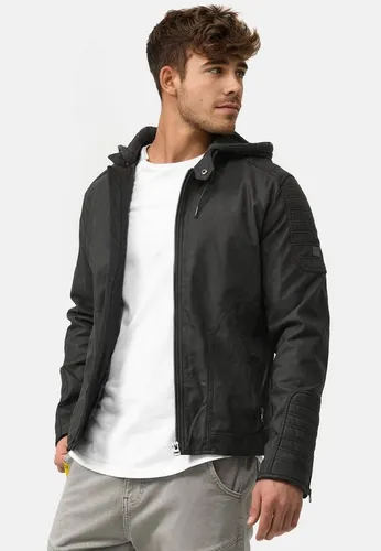 Indicode Lederimitatjacke Herren Miguel Übergangsjacke Herrenjacke mit Kapuze