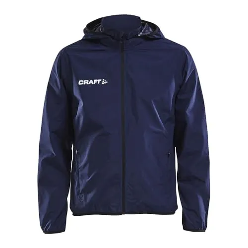 CRAFT Jacket Rain M Navy 3XL - Funktionsjacke für nasses Wetter, wasserdicht und winddicht mit verschweißten Nähten. Ideal für Trainingseinheiten, dank Mesh-Futter für optimalen Feuchtigkeitstransport und abnehmbarer Kapuze.