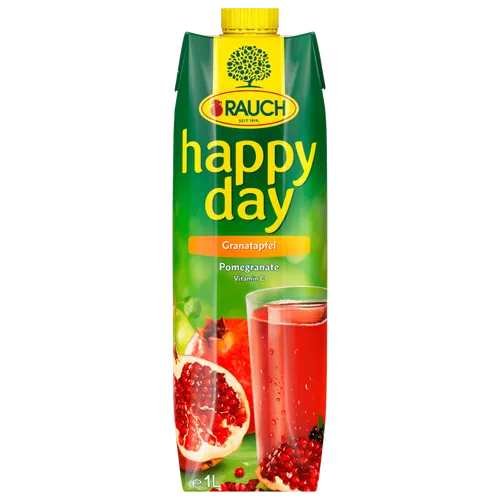 Rauch Happy Day Granatapfel-Mehrfruchtsaftgetränk (1 x 1 l) - Erfrischendes Granatapfel-Mehrfruchtsaftgetränk mit mindestens 30% Fruchtgehalt. Ideal für eine genussvolle Auszeit, vegetarisch und vegan. Nach dem Öffnen kühl lagern und innerhalb von 3 Tagen genießen.