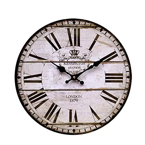 LB H&F Lilienburg Wanduhr ohne tickgeräusche schwarz geräuschlos rund Holz Wohnzimmer Küchenuhr lautlos Vintage antik K