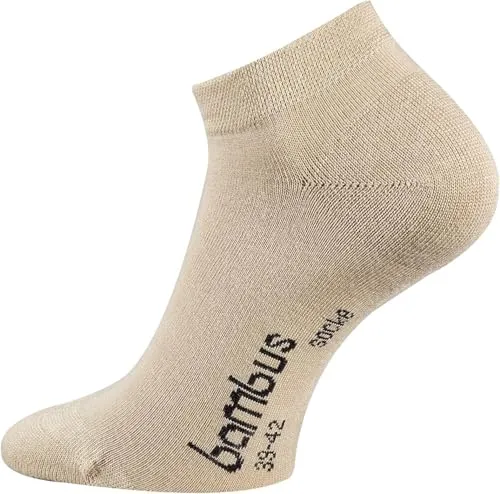 TippTexx 24 Unisex, 6 Paar Bambus Sneakersocken mit Garantie, Ökotex (Beige, 43/46-6 Paar)