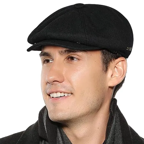 Superora Herren Schiebermütze Flatcap Mütze Cap Fischgräten Tweed Newsboy Cap Fischgrät