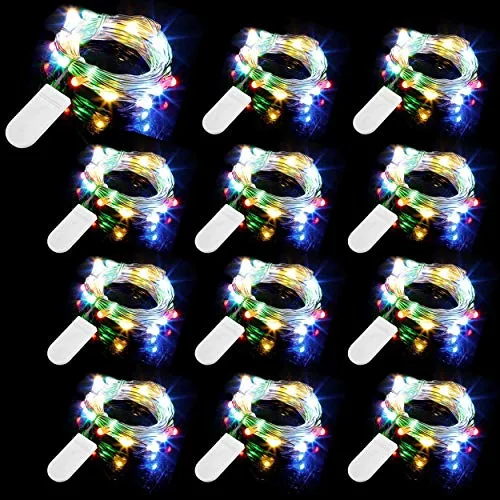 Stück 20er LED Micro Lichterkette Batterie-betrieb, 2M Kupferdraht Lichterkette String Fairy Lights, Wasserdicht Lichterketten für DIY Weihnachten Hochzeit Party Festival Dekorationen (Mehrfarbig) 12