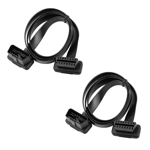 BRIEFECE OBD2-Verlängerungskabel,95CM,16 Pin Stecker auf Buchse Draht Flach,OBDII Flachbandkabel Diagnose Adapter Stecker für alle OBD2-Fahrzeuge (2Stü)