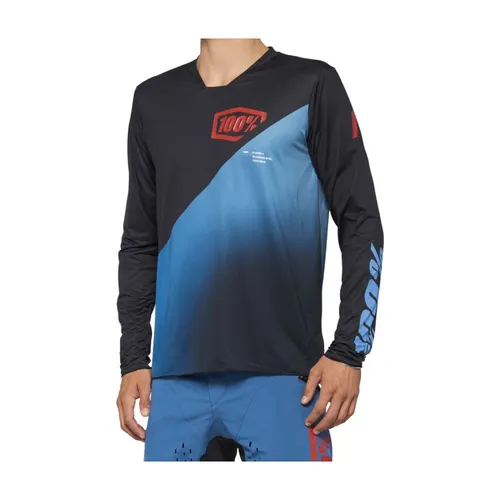 100% R-Core X Bike Longsleeve Jersey Black Slate Blue - Größe XL - Herren Langarm Trikot für Radsport, ideal für alle Jahreszeiten, aus hochwertigem Polyester für besten Tragekomfort und optimale Bewegungsfreiheit.