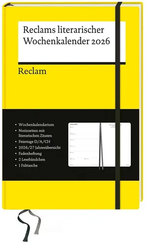 Reclams literarischer Wochenkalender 2026 - Unterhaltungsliteratur mit Wochenkalendarium, literarischen Zitaten und praktischen Lesebändchen – perfekt für Literaturfreunde!