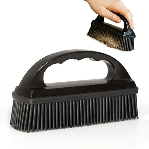 Hausfelder Tierhaarentferner Bürste - Gummibürste für Tierhaare auf Sofa, Auto & Kleidung - Fusselbürste Hund & Katze - Wiederverwendbare Kleiderbürste für Teppich & Polster (Schwarz)