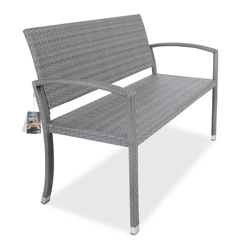 Polyrattan Gartenbank Grau 122x58x87cm - Gartenbänke für 2 Personen, wetterfestes und UV-beständiges Polyrattan für höchsten Sitzkomfort, ideal für Balkon oder Terrasse.