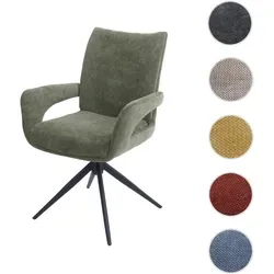 Esszimmerstuhl HWC-O78, Küchenstuhl Stuhl, drehbar Auto-Return, Stoff/Textil Chenille (310g/m2) Öko-Tex ~ grün