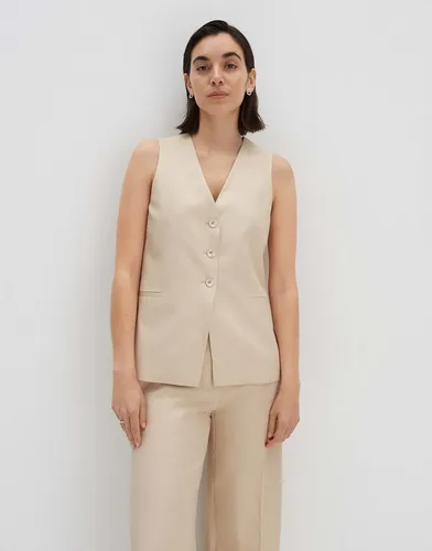 Someday Weste 'Noronja' aus Viskose-Leinen-Mix in Sand, Größe 38 - Business- & Abendmode für Herren, elegante Weste mit leicht ausgestelltem Schnitt und atmungsaktiver Materialkombination für optimalen Tragekomfort an warmen Tagen.