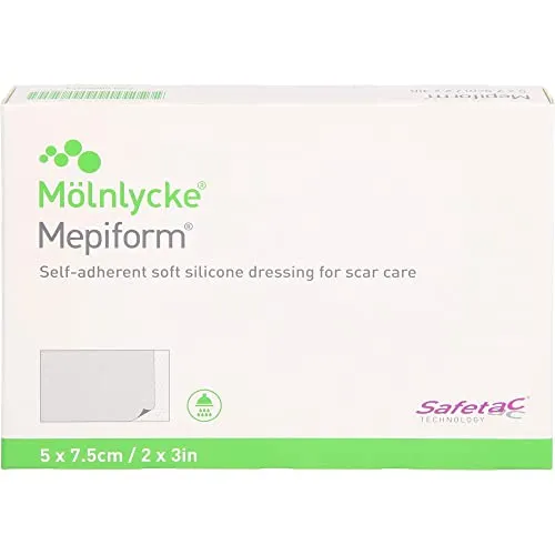 MEPIFORM 5x7,5 cm Verband - 5 Stück - Erste-Hilfe-Heftpflaster & Verbandsmaterial, innovativer selbsthaftender Verband für schmerzarme Wundheilung und Schutz vor Infektionen.
