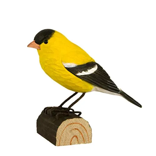 Wildlife Garden - Goldzeisig Dekovogel aus Holz - Handgeschnitzter Holzvogel in Goldzeisig-Optik, mit umweltfreundlichen Farben bemalt. Ideal als dekoratives Element für Ihr Zuhause. Lieferung im attraktiven Geschenkkarton.
