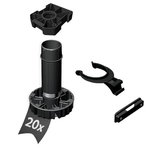siwitec 20 x Sockelfuss Komplett-Set, Schwarz, 80 mm inkl. Blendenhaltern und -kammern und Gleitern zum Anschrauben, Traglast 200 kg pro Fuß, Schwarz, Füsse für Schränke, Füße für Möbel