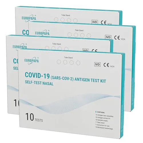 EUROPAPA® 40x Corona Laientest – Schnelltest auf SARS-CoV-2 - Praktischer Selbsttest für Zuhause, Büro oder unterwegs. Jede Testkassette ist einzeln verpackt und ermöglicht eine einfache Anwendung. Inklusive mehrsprachiger Gebrauchsanweisung für höchsten Komfort.
