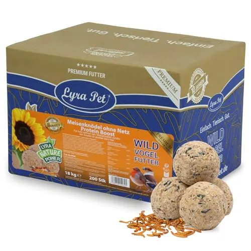 Lyra Pet® Meisenknödel Protein Boost mit Mehlwürmern - Vogelhauptfutter mit 18,95 % Rohfett und hochwertigem Protein - ideal für heimische Wildvögel und eine gesunde Ernährung in Ihrem Garten.
