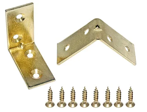 Hettich Verbindungswinkel, Stuhlwinkel, 40 x 40 x 15 mm, Stahl vermessingt, 8 Stück, 89320