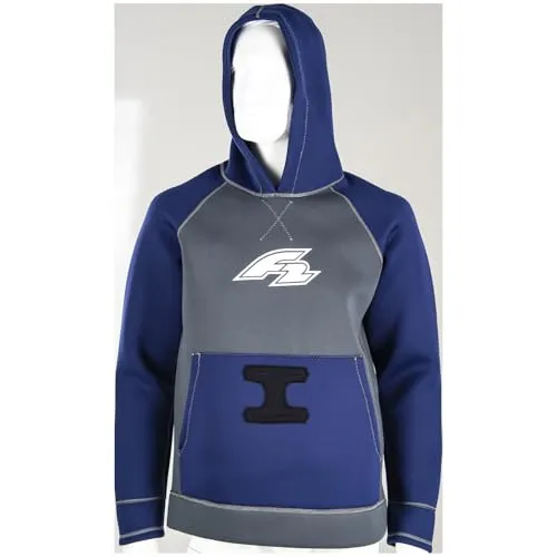F2 Neopren Oberteil Kite Hoodie 4/3mm XL Blau 2024/25 - Wassersportkleidung für Herren, 4/3 mm dickes Neoprenmaterial für optimale Wärme und Komfort mit praktischen Trapezhakenöffnungen und warmer Kapuze.