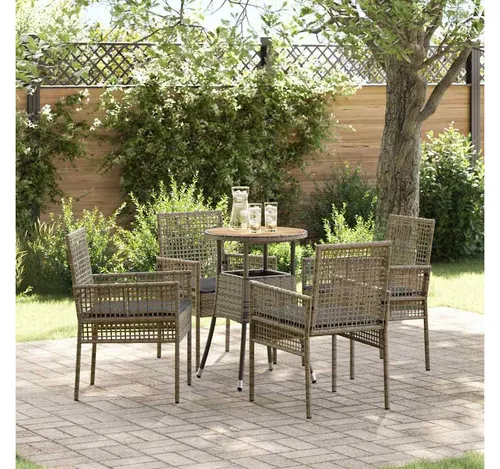 furnicato Garten-Essgruppe Poly-Rattan Grau 60x80 cm mit 4 Stühlen - Modernes Garten-Dining-Set aus wetterfestem Poly-Rattan für entspannte Stunden im Freien. Der geräumige Tisch und die bequemen Stühle bieten Komfort und Stil für jedes Outdoor-Essen.
