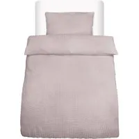 Beautissu Meline Bettbezug 135x200cm + Kissenbezug 40x80cm Taupe Seersucker 2tlg