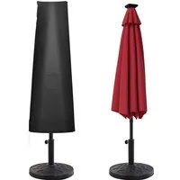 Outsunny Sonnenschirm Schutzhülle aus Oxfordstoff Schwarz L200 x B50/80 cm - Hochwertige Schutzhülle für Sonnenschirme bis Ø400 cm. Aus strapazierfähigem Oxfordstoff mit wasserabweisender Beschichtung und praktischen Reißverschluss für einfache Handhabung. Ideal zum Schutz vor Witterung und Verschmutzung.