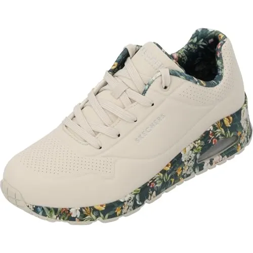 Skecher UNO Majestic Garden Sneakers Damen 155583 NTMT Mehrfarbig - Stylische Damen-Sneaker mit floralen Akzenten und Air-Cooled Memory Foam für optimalen Komfort. Ideal für Alltag und Freizeit.