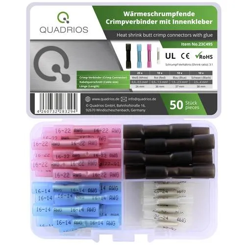 Quadrios 23C495 Stoßverbinder 0.3mm² 4mm² Weiß, Rot, Blau, Schwarz 50St.