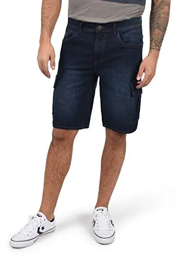 Blend Jacko Herren Jeans Shorts - Stylische Denim Bermuda in Dunkelblau - Herren-Shorts aus hochwertigem, leicht elastischem Denim, ideal für warme Tage. Nachhaltig produziert mit recycelten Materialien und Better Cotton Initiative.