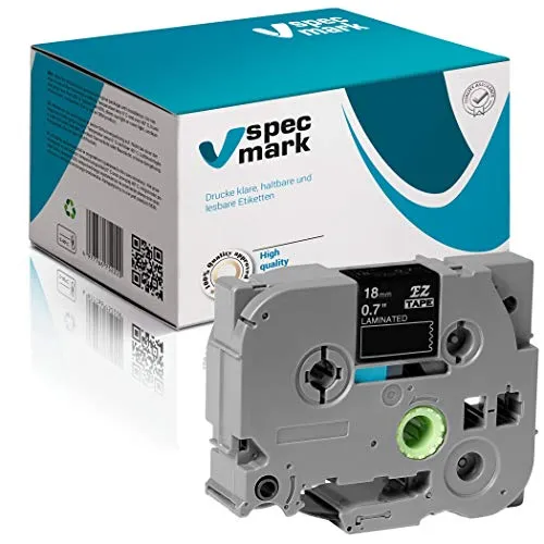 specmark Schriftband TZe-345 18mm x 8m Weiß auf Schwarz Band kompatibel mit Drucker Brother PT P-touch AZe-345 EZe-345 TZ-345 TZ2-345