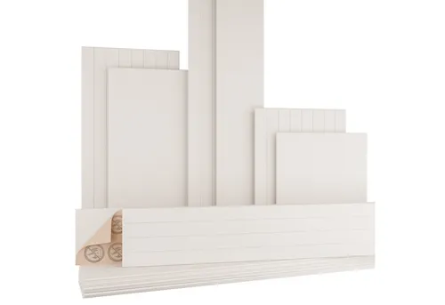 Akustikpaneel 240x30cm Warmweiß - Selbstklebend - Selbstklebendes Akustikpaneel (0.72m²) mit V-Groove-Oberfläche für eine einfache Montage. Hoher Brandschutz (B-s1-d0) und eine effektive Schalldämmung machen dieses Paneel ideal für private und öffentliche Räume.