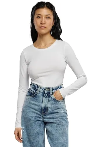 URBAN CLASSICS Damen Longsleeve Body 5XL - Stylischer Stretch Jersey Body in Weiß, aus 95% Baumwolle für hohen Tragekomfort, ideal für vielseitige Outfits.