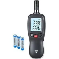 STAHLWERK Luftfeuchtigkeits- und Temperaturmessgerät LTM-70 ST - Feuchtigkeitsmesser zur präzisen Raumklimaüberwachung mit HD-Display und Data-Hold-Funktion. Ideal für Wohnräume, Büros und Lagerhallen.