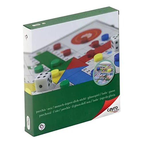 Cayro – Parcheesi und Gans – ab 5 Jahren – magnetisches Modell – Doppelbrettspiel für Kinder und Erwachsene – mit Schubladen zur Aufbewahrung der Chips – 2 bis 4 Spieler