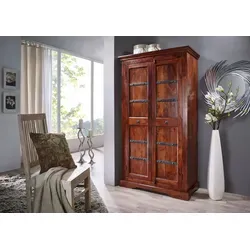 Kleiderschrank kolonial aus massivem Akazienholz in braun von Massivholzmöbel24