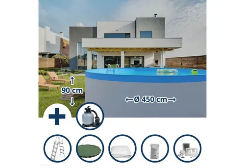 Waterman Rundpool Stahlwandpool Set 450 x 90 cm – Hochwertiges Beckenset - Genieße deinen eigenen Pool mit dem langlebigen Waterman Stahlwandpool. Ideal für DIY-Projekte, vereint er Qualität und Stabilität. Perfekt für entspannte Sommertage im eigenen Garten.