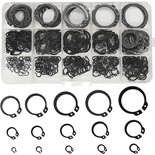 Stück 15 Größen M4 - M28 Schwarz 65 Mn Stahl Externe Sicherungsringe Snap Ringe Sicherungsringe C-Clip Haltering Clip Ring Sortiment Set 350