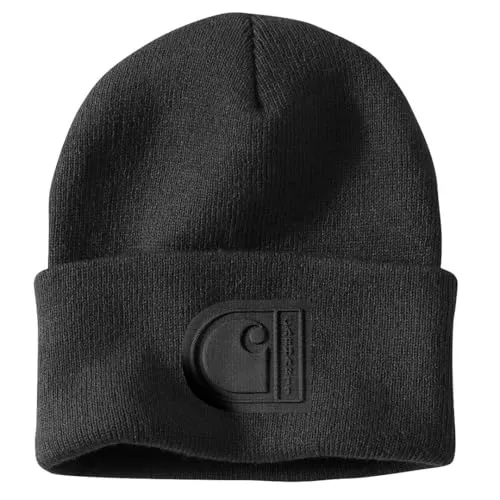 Carhartt Herren Strickmütze mit Bündchen C Patch, Schwarz, Einheitsgröße